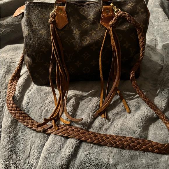 Handmade braided leather fringe vintage speedy 30 with lock no key - Picture 3 of 8
